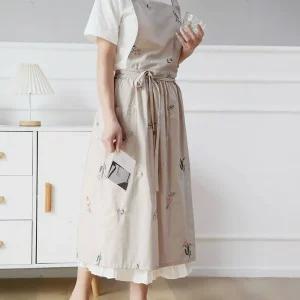 (무료배송) 자수앞치마 린넨 꽃무늬 어린이집 유치원 원피스