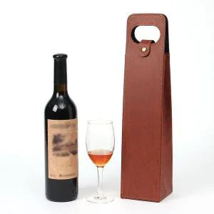 [골드스마일]클래식 가죽 와인캐리어(브라운) 위스키 선물 와인백