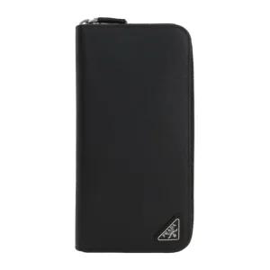 블랙 가죽 트라이앵글 로고 집어라운드 지갑 2ML317 QHHF0002