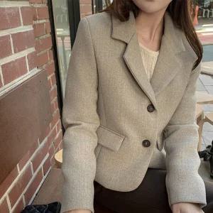 써닛 데일리 세미크롭 울 자켓 겨울 여성 하객룩 데일리룩 데이트룩