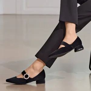 ARUAR 메리제인 벨벳 큐빅포인트 여성구두 3cm_AS25KH004BK