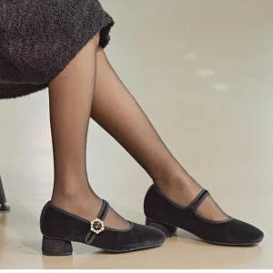 ARUAR 메리제인 벨벳 큐빅 여성구두 3cm_AS25KH005BK