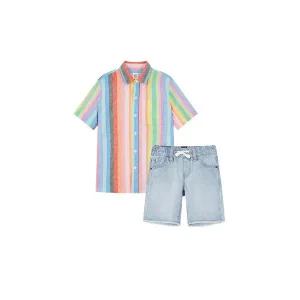 [갭키즈][키즈 남아 6-14세] 숏 슬리브 코튼 린넨 셔츠 & 데님 쇼츠 5213120061000