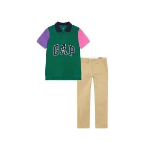 [갭키즈][키즈 남아 6-14세] 컬러 블록 로고 피케 셔츠 & 치노 팬츠 5213125071041
