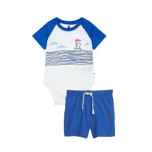 [갭키즈][베이비 남아 0-24개월] 배색 래글런 베어 바디수트 & 밴딩 쇼츠 5233234021051
