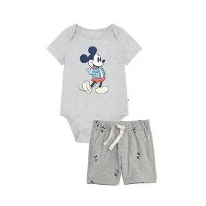 [갭키즈][베이비 남아 0-24개월] 미키마우스 코튼 바디수트 & 밴딩 쇼츠 5233234031083
