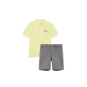 [갭키즈][키즈 남아 6-14세] 미니 로고 피케 폴로 셔츠 & 코튼 쇼츠 5213225021021