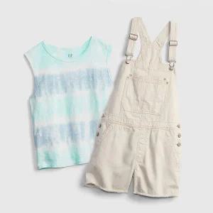 [갭키즈]조카선물 [TEEN 여아8-18세] 타이다이 패턴 슬럽 탱크탑&오버롤 세트 5211240711001