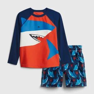 [갭키즈]조카선물 [토들러 남아 18-5세] 3D 샤크 그래픽 래쉬가드 상하의 세트 5221161001051