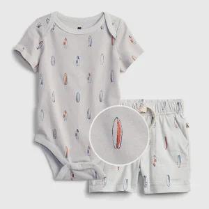 [갭키즈]백일/돌 선물 [베이비 남아6-24개월] 패턴드 숏 슬리브 바디수트 세트 5231243051051