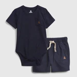 [갭키즈]백일/돌 선물[베이비남아6-24개월]베어자수숏슬리브 바디수트 세 5231143041057