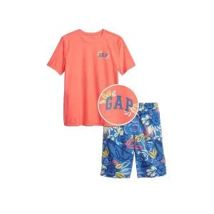 [갭키즈] 22년 SPRING [키즈 남아 6-14세] 리프 로고 숏 슬리브 래쉬가드 세트 5212161013051