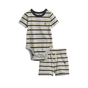 [갭키즈] 22년 SPRING [베이비 남아 0-24개월]스트라이프 바디수트&밴딩쇼츠 5232143172021