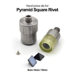 KALASO 1Set 핸드 프레스 다이 몰드 도구 피라미드 스퀘어 펑크 스터드 리벳 가방 신발 의류 장식 가죽 공