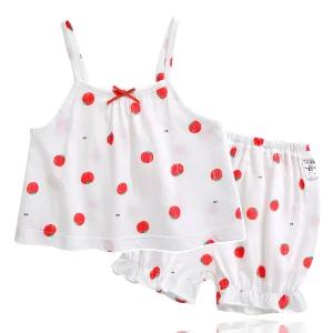 [그린베베] 여름용 유아 끈나시 반바지 아기내복 상하세트_토마토 면 내의(나시)
