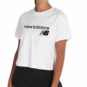 뉴발란스 NB 클래식 코어 스택드 세미크롭 반팔티 블랙 여자 티셔츠 라운드티 상의 WT03805-WT