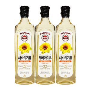 해표 프리미엄 해바라기유 900mL x 3개