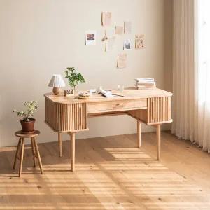 [레트로하우스] 헤세 내추럴 원목 수납 컴퓨터 책상 1400