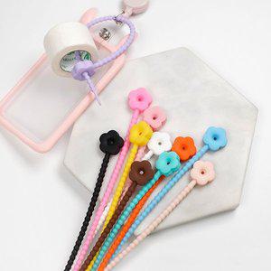 [뽀너스]플라워 실리콘 테이프고리 케이블타이 선정리 책상 정리클립