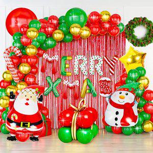 [카푸]크리스마스 은박풍선 풀세트 3647 DIY 스탠드풍선 트리 눈사람 가랜드 컨페티 이니셜 포토존