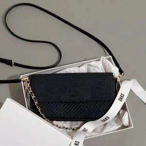 [닥스](강남점)DCWA4E157BK [HOUSE CHECK] 블랙 로고장식 소가죽 미니 숄더겸크로스백