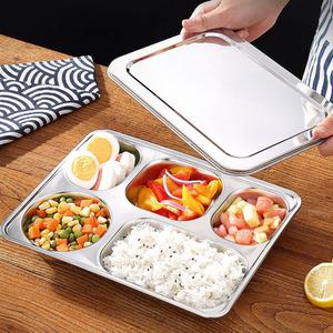 뚜껑있는 스테인레스 5구 식판 집 캠핑 식당 학교 어린이집 유치원 위생 보관 깔끔 점심 저녁 세척 쉬운