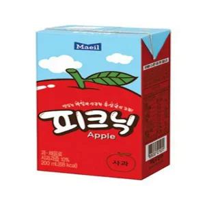 매일유업 피크닉 사과 200ml 48개. 학교 행사 사무실 탕비실 교회 개별포장 나들이 소풍 어린이 음료수