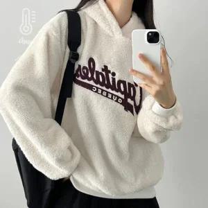 [하프클럽/]양털 뽀글이 후드티 기모 후리스 아노락 오버핏 후드