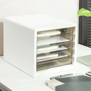 DELI 델리 5단 투명 서랍 멀티 서류함 화이트