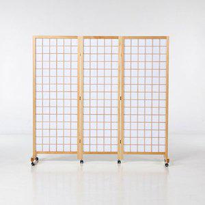 [가구야히메]원목 병풍 3단 파티션 바퀴이동형
