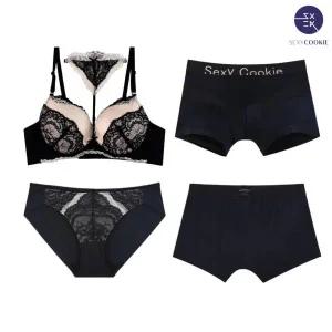 [롯데백화점]섹시쿠키 라비앙 블랙 초커 브라 커플속옷SET1 SCWBA701SCWPA701SCMDA701