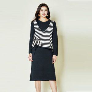 [NS홈쇼핑][마담코코]스트라이프셔링베스트+니트원피스(2종세트)[34780003]