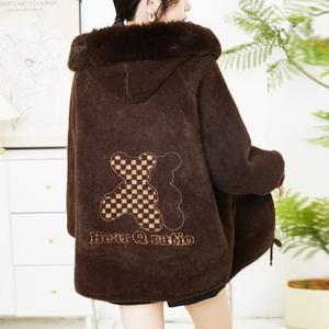 까르죠아 곰돌이 인조 밍크퍼 후드자켓 앙고라 여성