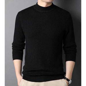 [JHQRKFQ7_4B]남자 40대 검정 남성반목니트 반 목티 코디