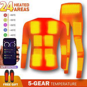 발열 겨울 온열 속옷 세트 USB 배터리 전원 핸드폰 앱 컨트롤 온도 오토바이 자켓 스키 보온