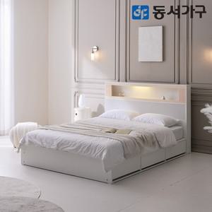 미휴컴포트 편백나무 LED 수납 호텔 침대 K+편백황토숯 양면 매트리스 DF645307