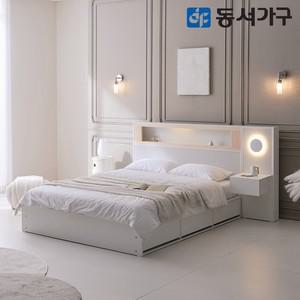 미휴컴포트 편백나무 LED 수납 호텔 침대 K+협탁1EA+편백황토숯 케미컬폼 매트리스 DF645314