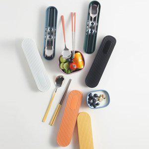 [기타]바네 무소음 도시락 수저 수저통 세트 / 휴대용, 캠핑, 도시락