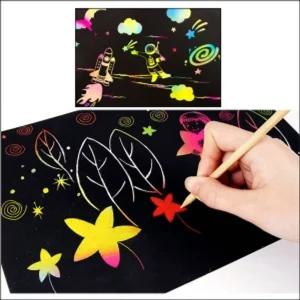 매직 스크래치 종이(10장 세트)-21X28cm 종이 스크레치 스크래치카드 도안 북 색칠공부 스케치