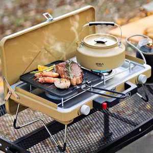 접이식 스토브 듀얼 버너 더블 헤더 바비큐 가스 캠핑