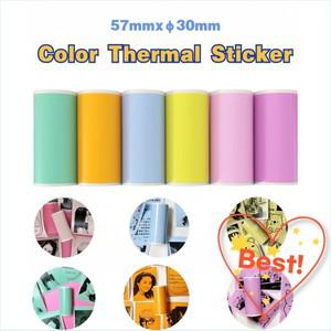 미니 휴대용 포토 프린터용 열 컬러 스티커 접착 메모 용지 롤 DIY 영수증 드로잉 종이 직경 30mm 57mm