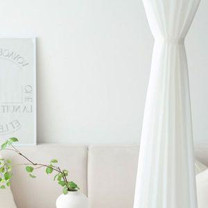 바닐라화이트 형상기억 쉬폰커튼 나비주름