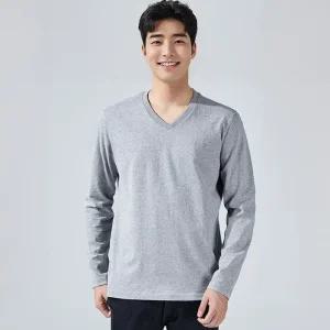 남자 무지티 흰색면티 레이어드 이너 긴팔 티셔츠 브이넥 긴팔티