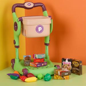 어린이집 카트놀이 다양식료품 2단 바구니분리 쇼핑카트 유아부 키즈카페