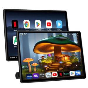 13.5인치 Android 13 자동차 TV, 자동차 뒷좌석 지원 전화기용 터치스크린 헤드레스트 모니터 미러링 HDMI 동기화 화면 WiFi SD 카드 USB 미디어 플레이어(4G RAM+64G ROM(2*pcs))