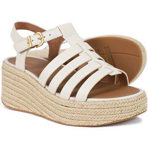 [핏플랍][정품] 핏플랍 여성 플랫폼 에스파듀 레더 파리 베이지 피셔맨 웨지 샌들 (JF5-A99)