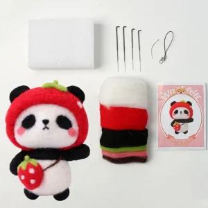 DIY 동물친구 양모펠트 키트(딸기팬더)/공예/소형/미니/양모/펠트/만들기/세트/키트/부드러운/퀼트/인형
