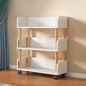 원목 책꽂이 북카트 책장 바퀴달린 북트롤리 트레이 3단 우드 카트 선반 정리함 데스크 북트럭