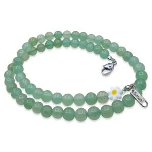 어벤츄린 쿼츠 써지컬스틸 목걸이 옥 비취 천연 원석 비즈 녹색 6mm