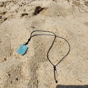 커플 아쿠아 마린 루스 스톤 끈 목걸이 남친선물 여친선물 아쿠아목걸이